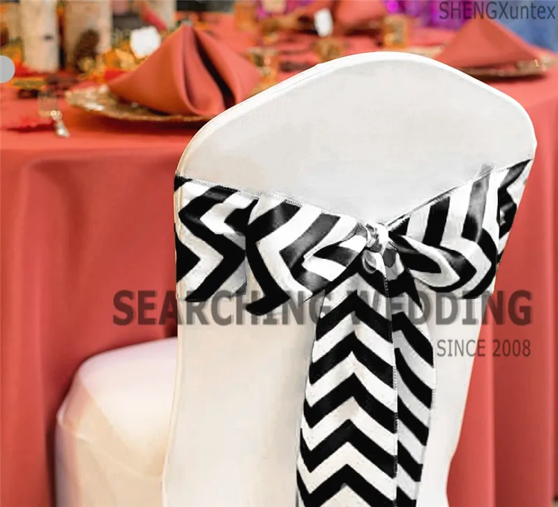 Дизайн Chevron атласная стул створки стул лук для свадебного банкета крышка стула украшения
