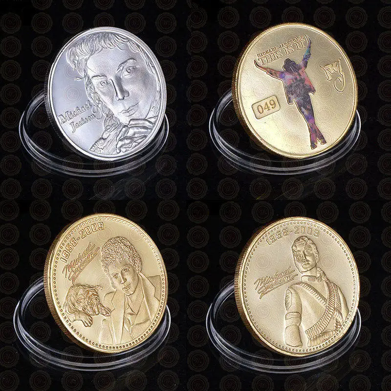 

WR 4 PCS King Of Pop Michael Jackson Commemorative Coin Collectible Gift Coin Art Collection Physical gold commemorative coins