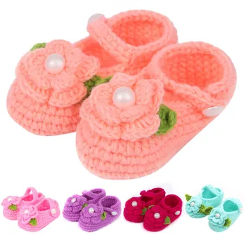 

baby shoes Infant Toddler Princess First Walkers Newborn Baby Girls Kid Prewalker Flower Dress Knitting Shoes Footwear