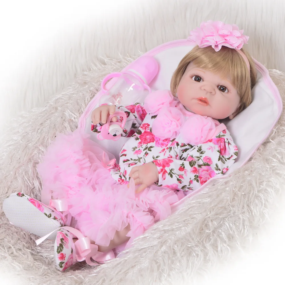 

Silicone Reborn Baby Doll Toy for Girls 23 Inches Soft Silicone Doll Reborn Complete Toy For Children As Lol Surprise Bonecas