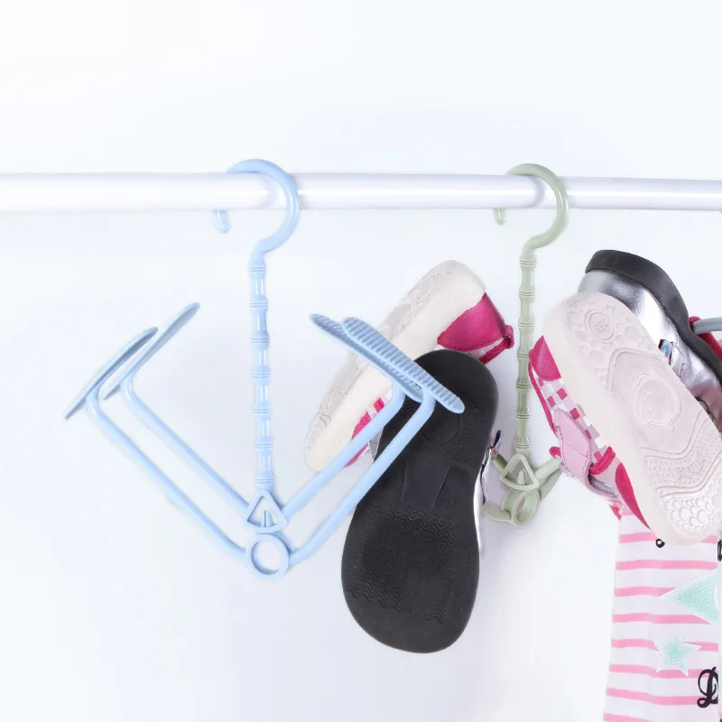 

1pcs 360 Degree Rotate Balcony Double-hook Shoe Holder Convenient Removable Type Plastic Shoe Rack drying rack 3 Color