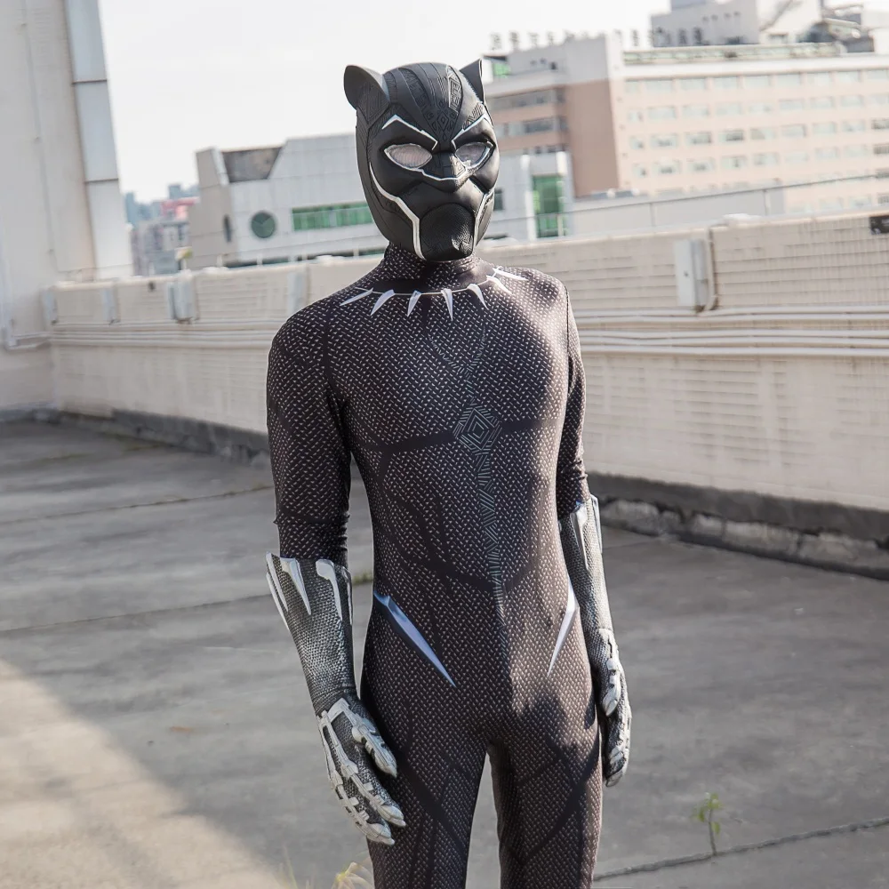 2018 Movie Black Panther Costume Jumpsuit Black Panther Cosplay Superhero Black Panther Zentai Suit New (5)
