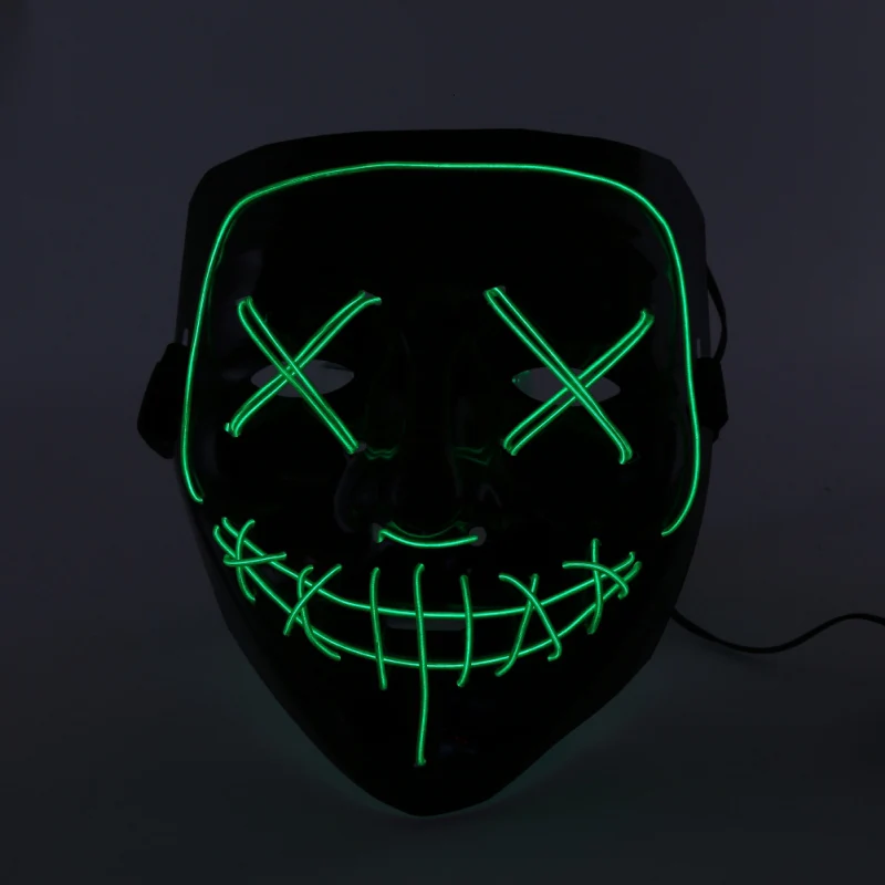 Мотоциклетная маска для лица, светодиодный светильник, проводные маски, модифицированный защитный светодиодный, люминесцентные маски для автомобилей, мотоциклов, 8 цветов - Цвет: Green