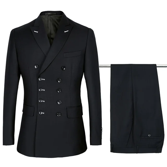 

2019 Black Double Breasted Suits Mens Wedding Suits Fashion Suits sets 2 Pieces Men Terno Costume Homme Mariage Slim Fit