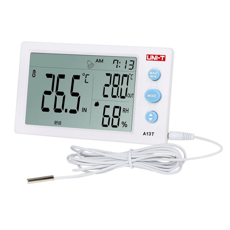 

UNI-T A12T A13T Digital LCD Thermometer Hygrometer Temperature Humidity Meter Alarm Clock Weather Indoor Outdoor Instrument
