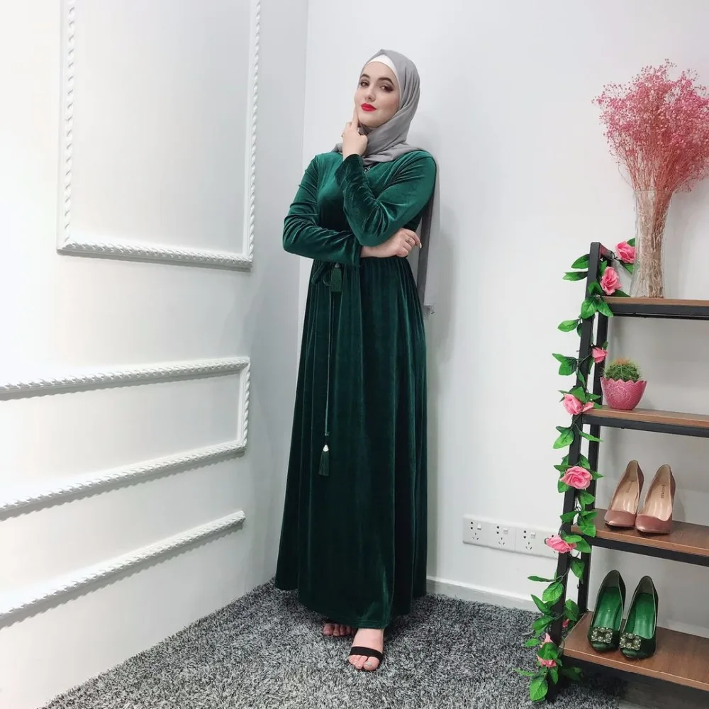 Элегантный мусульманский бархат abaya Jubah Ближний Восток Рамадан Арабский исламский одежда длинные платья кардиган-кимоно длинные халаты туника