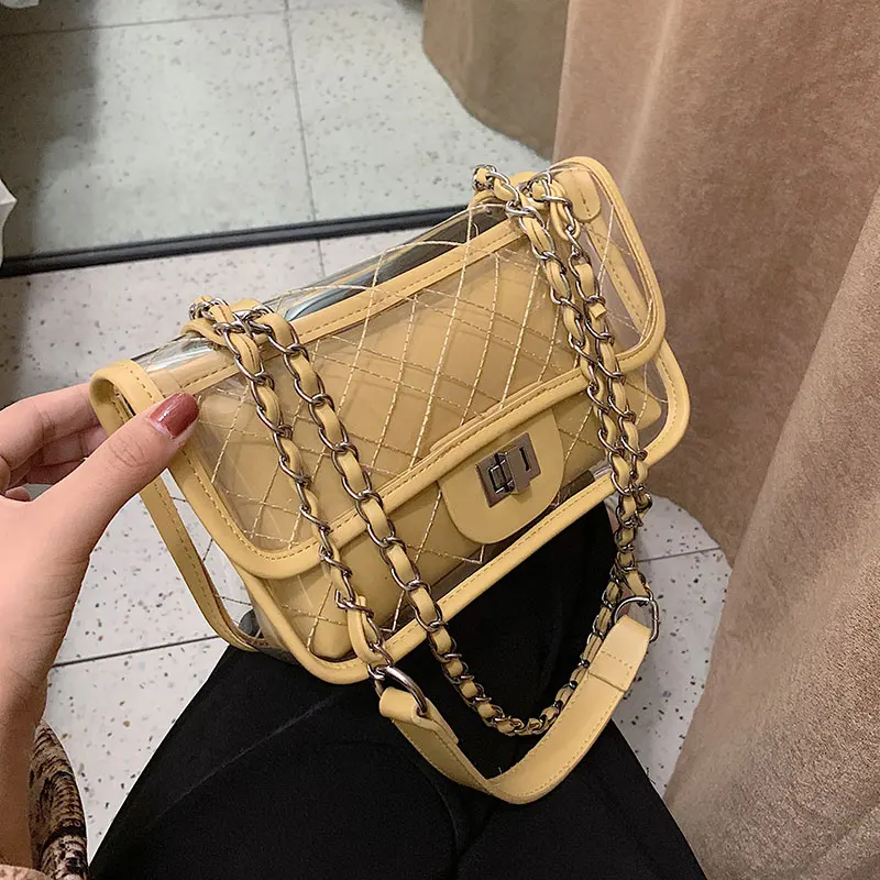

Summer Bag Girl 2019 New Ocean Transparent Jelly Single Shoulder Bag Fashion Chain Diagonal Square Bag