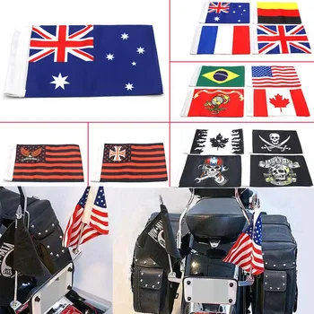 

Motocycle Plate Frame Double Pole Flag Holder for Decorative Universal E Style