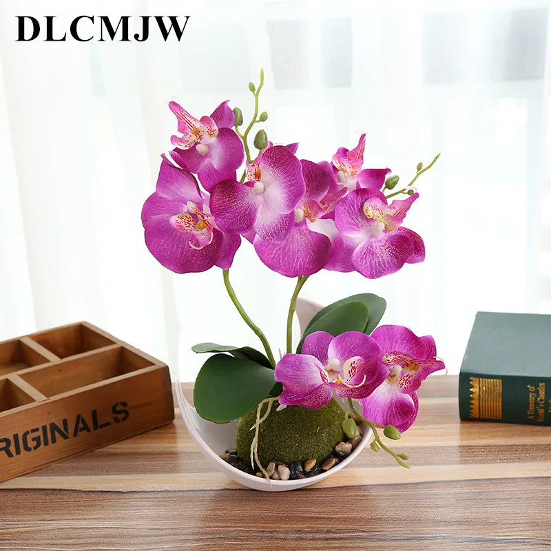 

Artificial Butterfly Botanical Pottery Decorative Desktop Decoration Simulation Orchid Home Wedding New Year Decoration