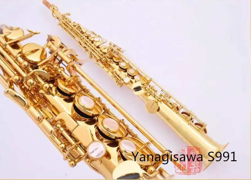 

High Quality Yanagisawa S991 Bb Musical Brass Gold Lacquer Soprano Saxophone Perform Musical Instruments Free Shipping