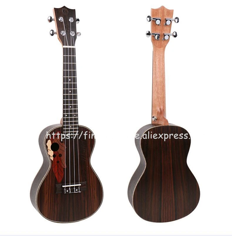 Отделка 2" Гавайская гитара, акустическая укулеле гитара с винограда звук отверстие, полный палисандр Топ/тела Гавайи гитар, FU-24ME), баррикадное заграждение для укулеле гитара