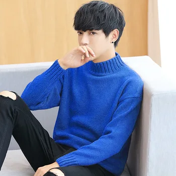 

BO 2020 autumn season new sweater man pure color half a turtleneck sweater