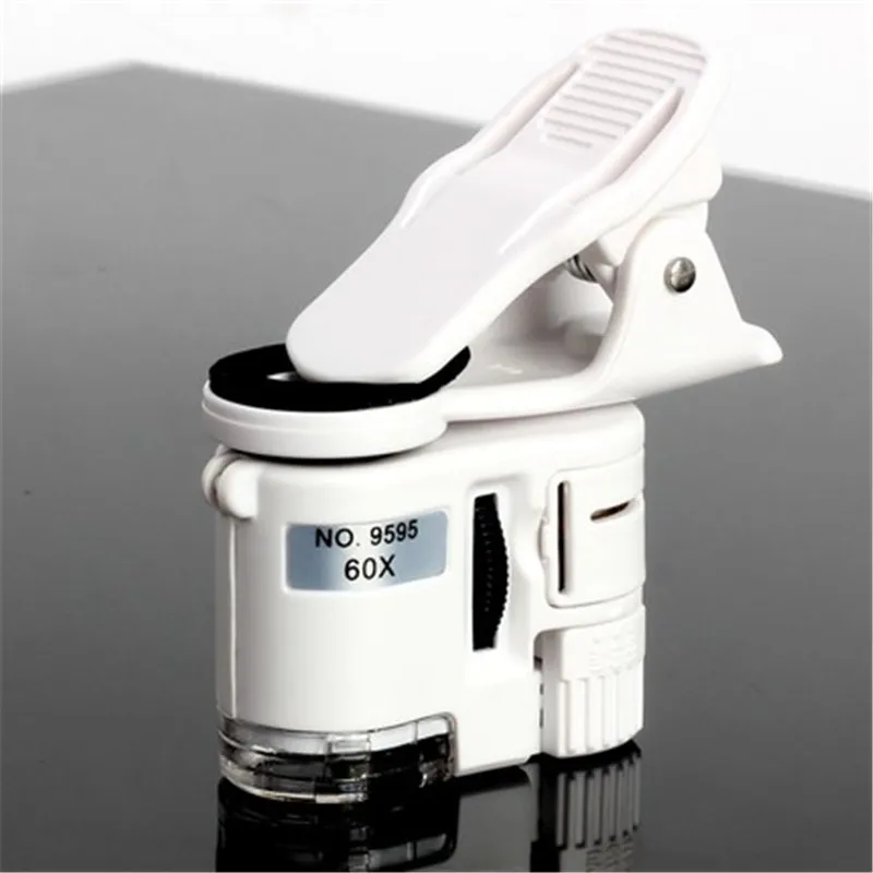 

HD 60X Mobile Phone Microscope Macro Lens leasy to install Optical Zoom Magnifier Micro Camera Clip with LED Light Phone lens