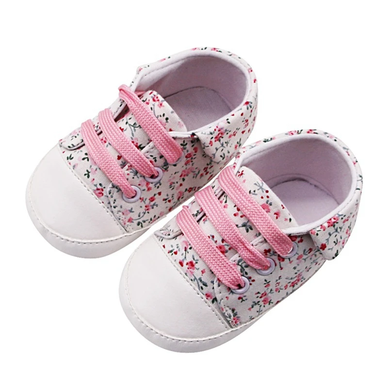 

Patch Canvas Baby Girl Breathable Floral Print Anti-Slip Canvas Shoes Casual Sneakers Walking Shoe Soft Soled First Walkers