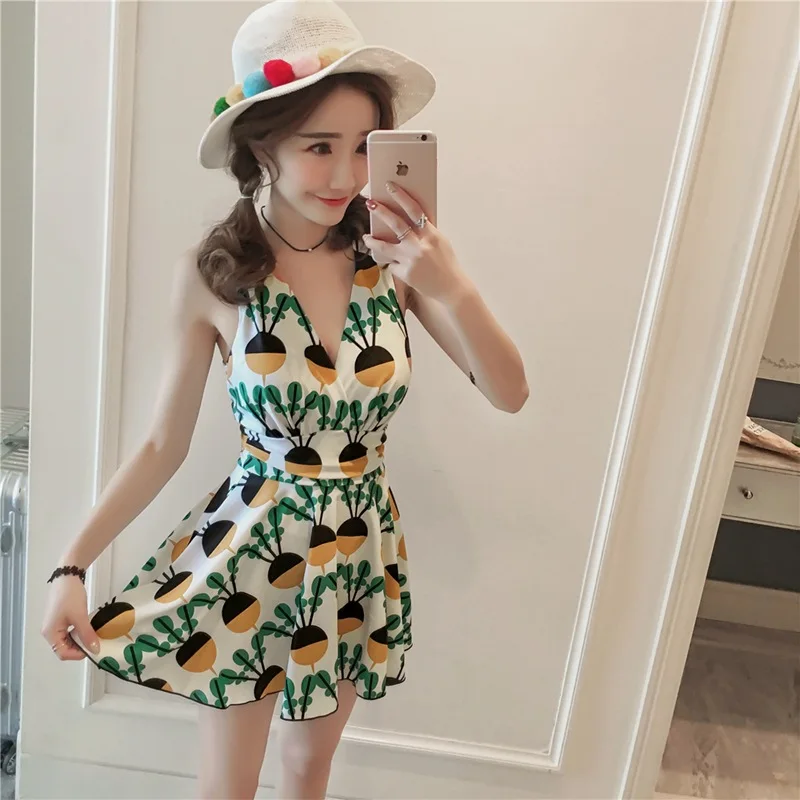 

One Piece Swimwear Female Swimsuit Solid Sports Swim Suit Bathing Woman Sexy Women 2018 Covering Skirt Korea Pure Print Nylon