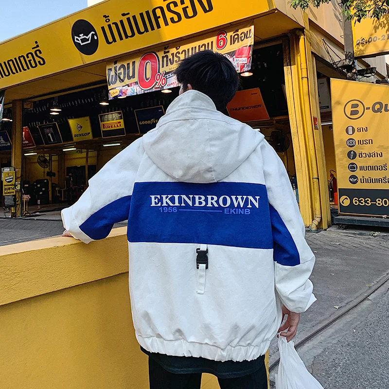 Oversized Hooded Jacket Men Streetwear Splice Hip Hop Jacket Korean Fashion Casual Loose Harajuku Summer Men Jackets 5XL 5J60