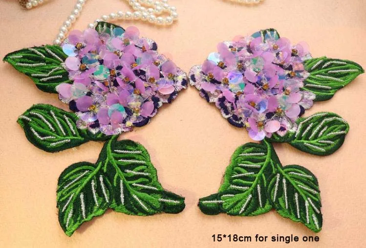 

3D Handmade large flowers beaded Patches for clothing DIY sew on big floral parches rhinestone sequins applique patch