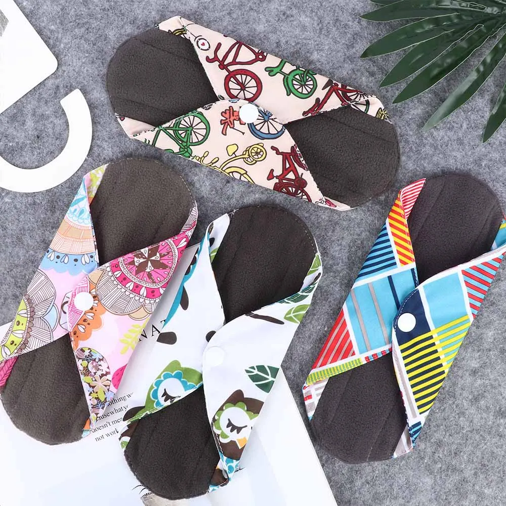 

1pc Women Reusable Cloth Menstrual Pads with Wings Organic Bamboo Inner Pads Pantyliner for Light Flow Days Breathable