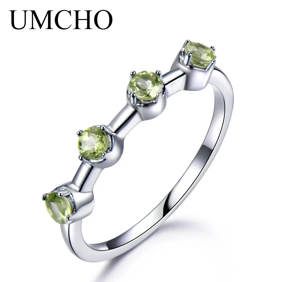 

UMCHO Natural Peridot Solid 925 Sterling Silver Ring Colorful Gemstones Female Ring Women Original Romantic Gift Fine Jewelry