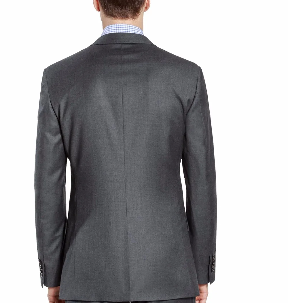 HCF по воздуху мужские 1 шт 2 кнопки пиковые лацканы Slim Trim Fit формальный смокинг мужские костюмы куртка темно-серый