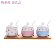 XING KILO креативная керамическая приправа банка корейский приправа набор банок кухонная приправа солевой банка для специй коробка домашняя трехшт