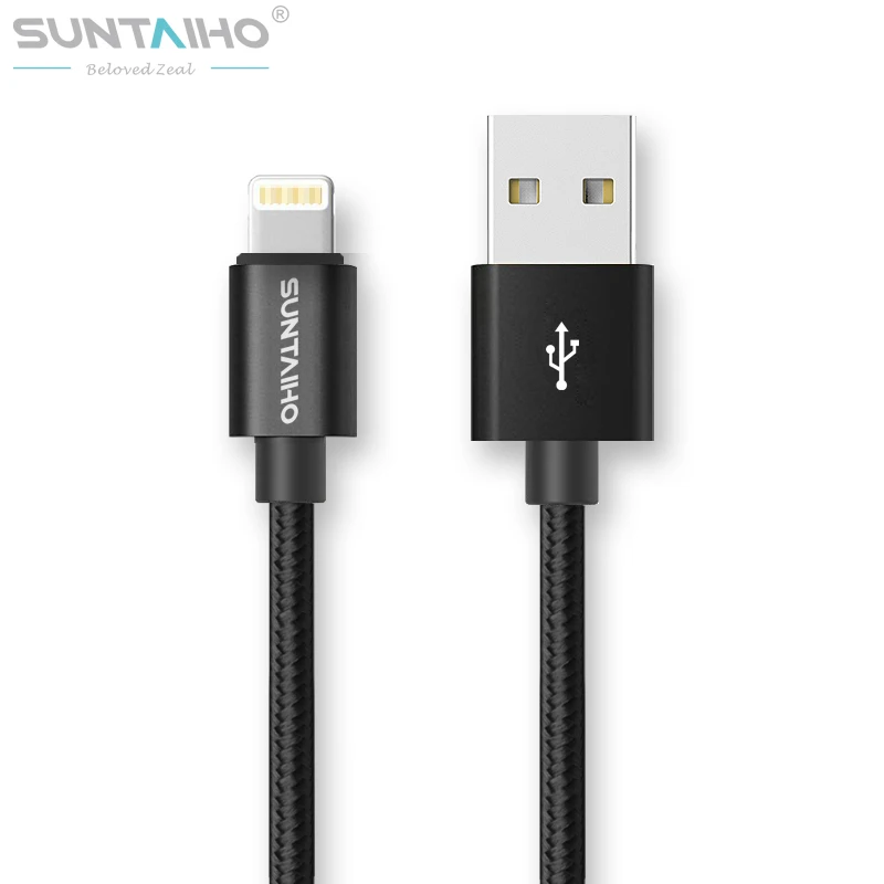 USB кабель для iPhone X USB кабель [3-Pack] 1 м/2 м/3 м, Suntaiho нейлоновый USB кабель 5 в 2,1 кабель для быстрой зарядки для iPhone 8 7 6 5 S Plus - Цвет: Nylon Black