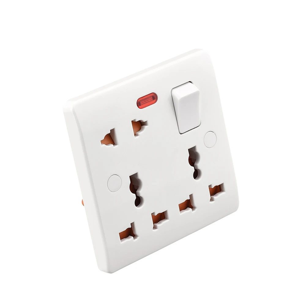

Universal Wall Electrical Socket Multi-function 12 Hole AC Power Outlet Panel Plate With Child Protective Door