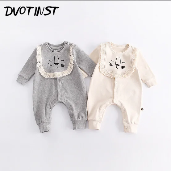 

Baby Boys Girls Clothes Animals Lion Beige Grey Rompers Autumn Full Sleeves Outfits Infantil Toddler Jumpsuit Clothing Costume