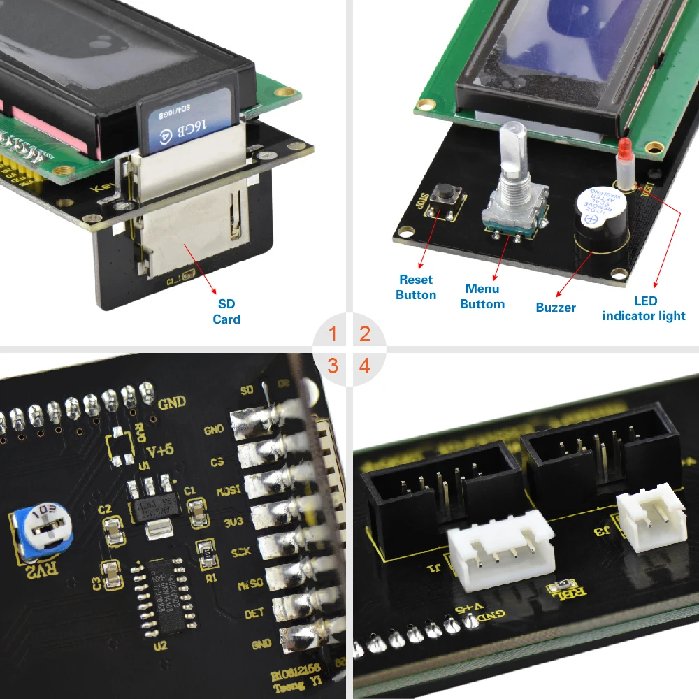 Keyestudio LCD2004 Дисплей 3D модуль с слот для карты SD + 30 см кабель для Arduino/3D-принтеры