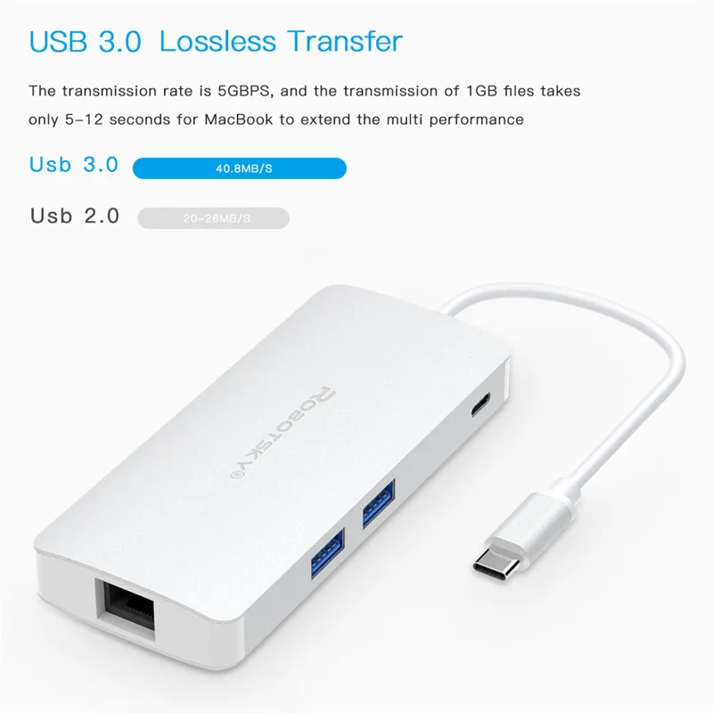 8 в 1 USB-C USB 3,1 type C концентратор с VGA 4K HDMI видео type C зарядный концентратор для Macbook HD TF SD кардридер 1000 м RJ45 Ethernet