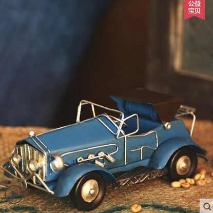 Goedkoop Vintage Interieur Kerstcadeau Kinderkamer Zachte Decoratie Ambachtelijke Ornamenten Creatieve Persoonlijkheid Metalen Model Auto Ambachten