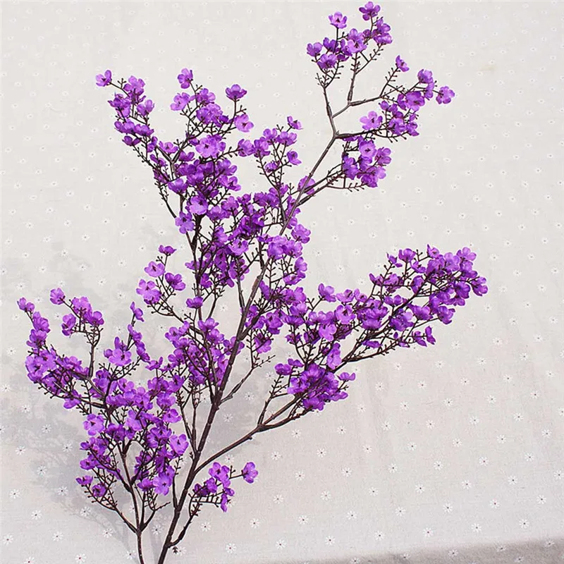 Purple Искусственные Гипсофилы цветы имитация зеленого растения Свадебные украшения как настоящие искусственные цветы для дома отеля садовый декор - Цвет: Purple