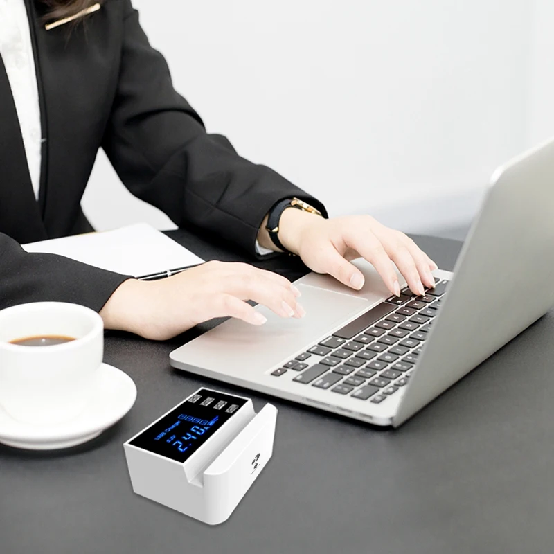 WENHAO 4 Usb порта зарядное устройство концентратор ЖК-дисплей экран 20 Вт умная настольная зарядная станция 5 в 4 а для samsung Xiaomi Ipad Iphone X(U