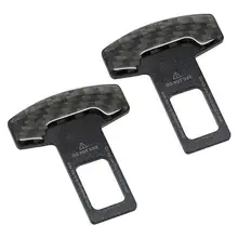 2 uds hebillas para el cinturón de seguridad de fibra de carbono Real camiones seguridad del asiento del coche cinturón de alarma cancelador accesorios de tapón