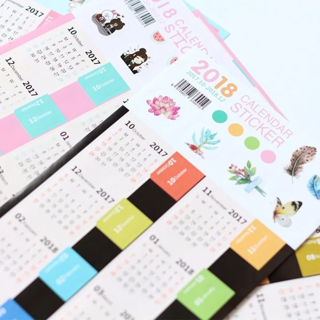 New 2 Sheets 15 Tab 2018 Monthly Calendar Index Tabs Stickers Label Marker Notes