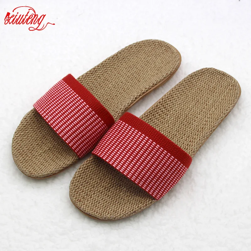 High-Quality-Summer-Linen-Home-Slippers-Rainbow-Colors-Flax-Slippers-2017-New-Women-Fashion-Slippers-Plaid (1)