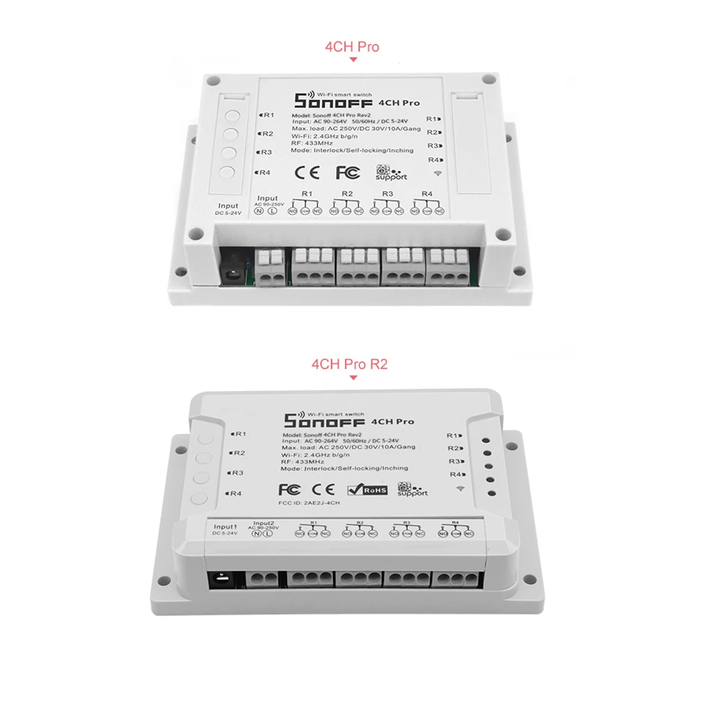 Itead Sonoff 4CH Pro R2 10A/Gang 4 канальный Wi Fi Смарт переключатель 433 МГц RF дистанционный Inching