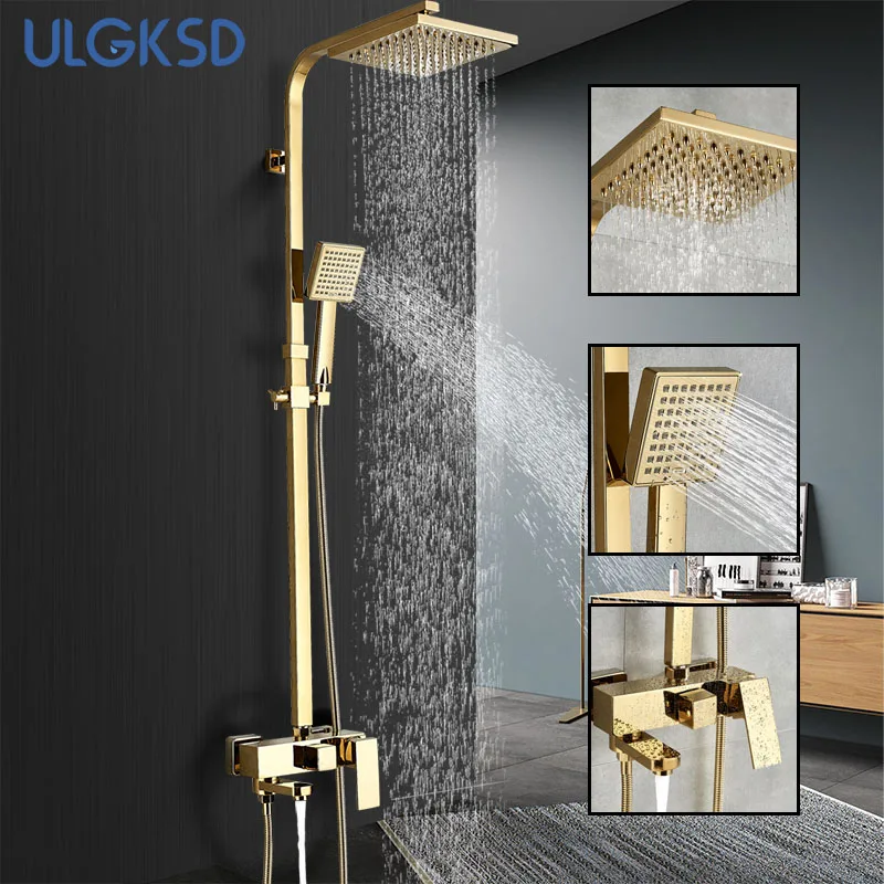 ULGKSD Bathtub Faucets Luxury Gold Brass Bathroom Faucet Mixer Tap Wall