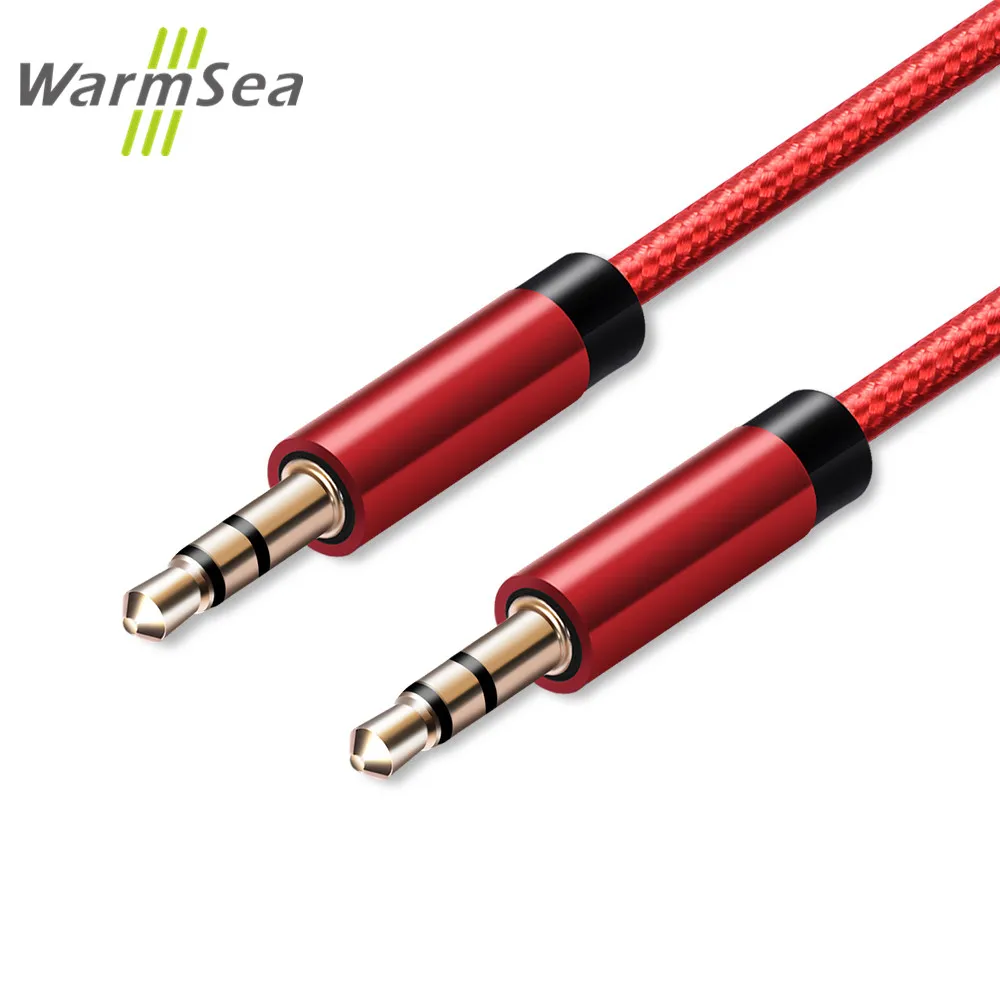 WarmSea Audio Aux Cable 3.5mm to 3.5 mm Jack Thread Braid Male Stereo 1m 2m 3m 5m for earphone