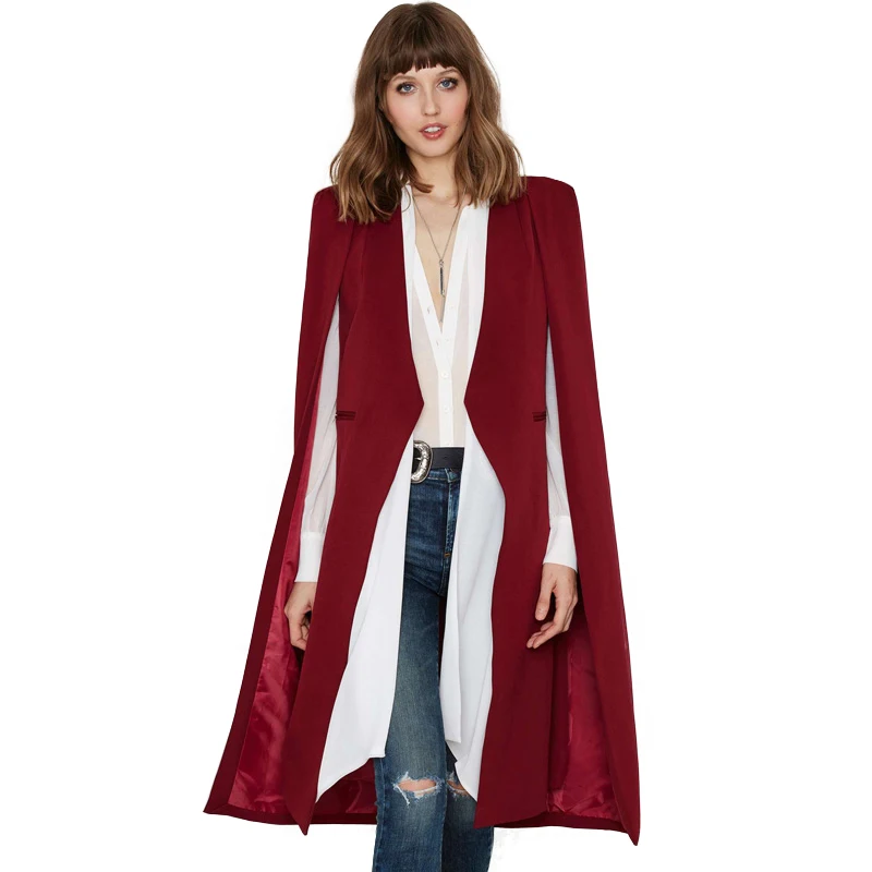 Koop HDY Haoduoyi 2019 Vrouwen Casual Open Voorzijde Windjack Mantel Split Lichtgewicht Trenchcoat Longline Cape Party Fasion Blazer