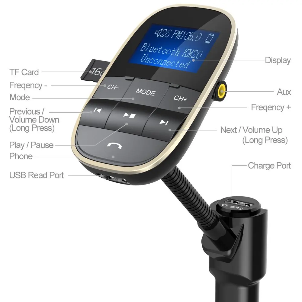 Nulaxy KM20 FM передатчик Bluetooth fm модулятор Hands Free Car Kit MP3 плееры с USB Автомобильное