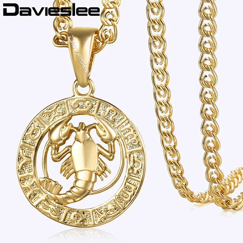 Davieslee женский знак зодиака Рак Подвеска 585 розовое золото Созвездие Подвеска Ожерелье для женщин ювелирных изделий подарок DGP180
