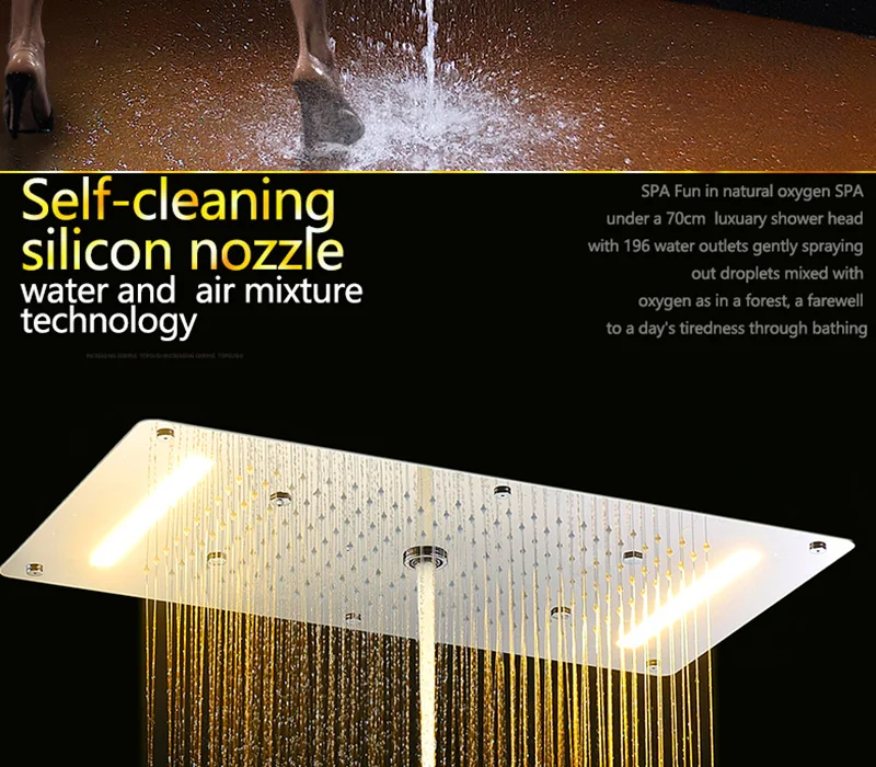 Embed Ceiling Rainfall Showers Set Massage Spray Led Electric Power Bathroom 5 Way Conceal Install Thermostatic Shower Faucets  (5)