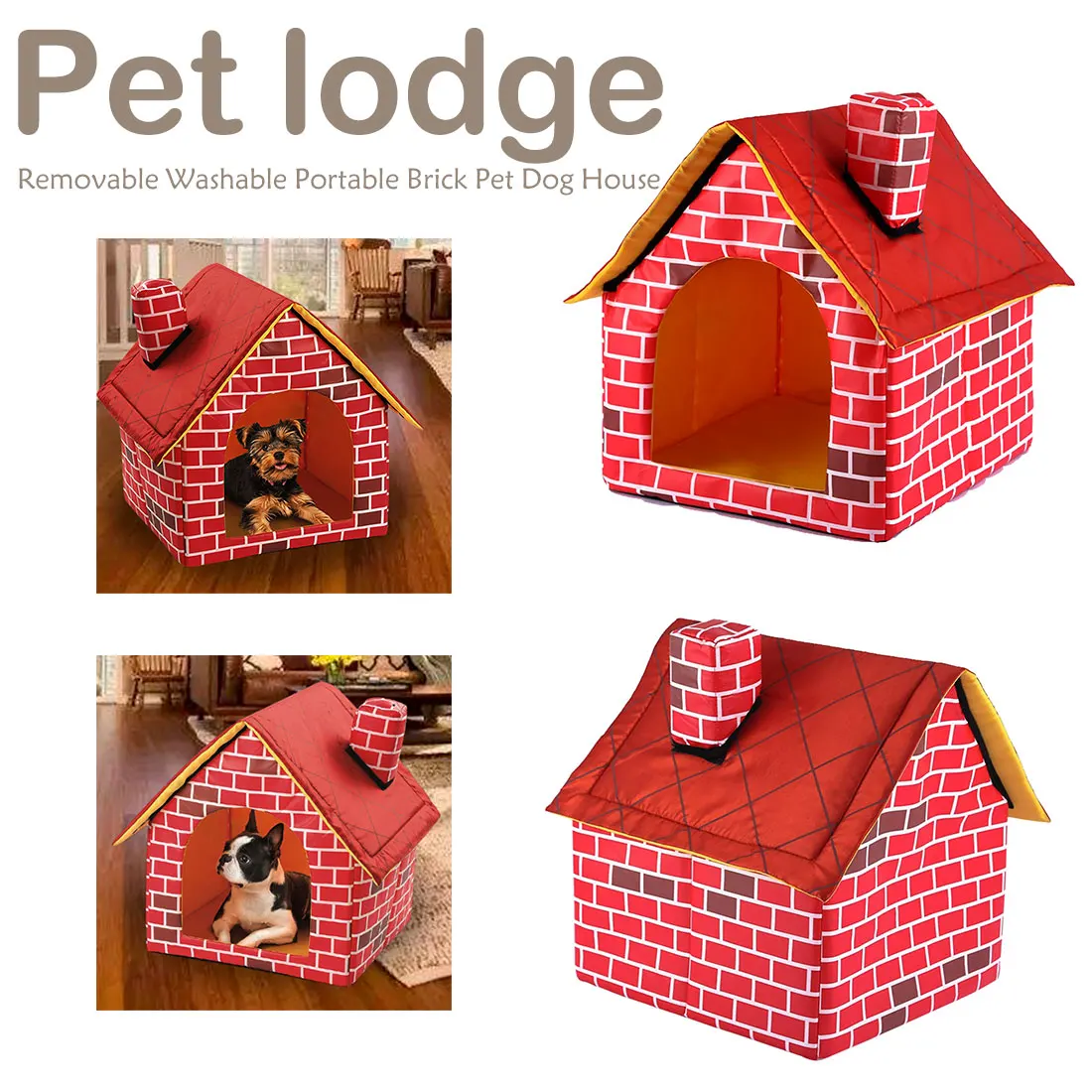 Buy Portable Red Brick Pet Dog House Warm and Cozy Cat