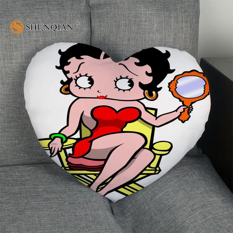 Betty Boop горячая Распродажа наволочка в форме сердца на заказ Наволочка на молнии для свадьбы для дома или офиса, декоративные, размер 41x36 см, 47x42 см - Цвет: 19