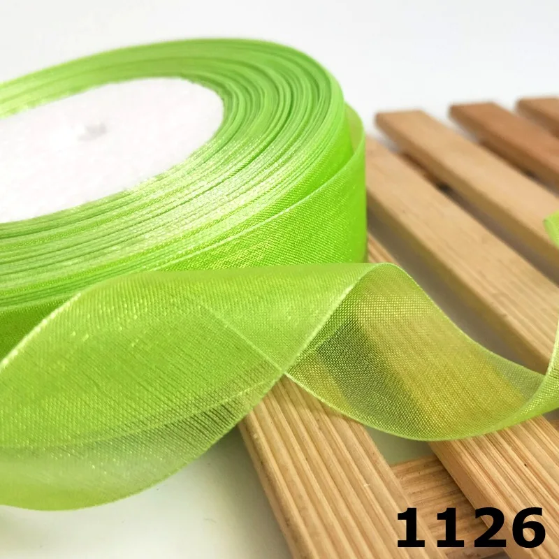 HL "(25 мм) 5 м/лот одноцветные ленты из органзы для свадебной вечеринки декоративная подарочная коробка DIY декоративно-упаковочная лента для изготовления бантов для волос - Цвет: color 1126