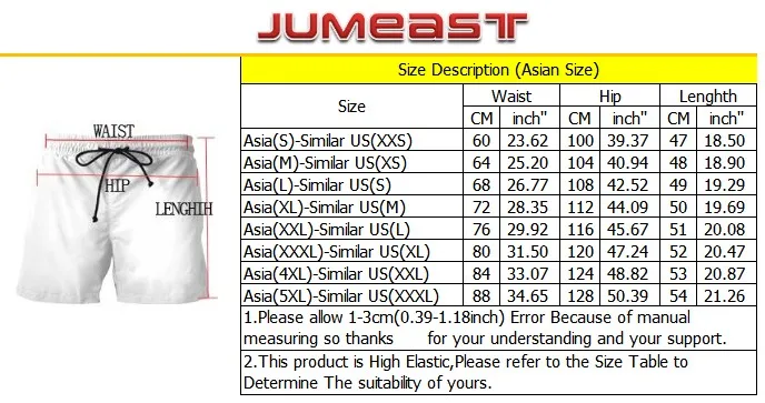 Short pants Size Chart