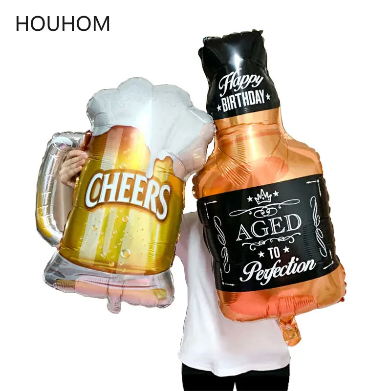 

Happy Birthday Balloons Big Whiskey/Champagne Cup Foil Balloon Birthday Decoration Kids Adult Party Balloon Helium Air Globos