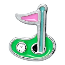 Гольф зеленый с Бал, подвеска «плавающее сердце» плавающие очаровательные медальоны, FC0336, 10 шт./партия