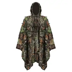 Новый Ghillie плащ Камуфляж 3D Кленовый лист охотничья одежда комплект военный полиэстер Открытый Снайпер теплый дышащий 120*160 см плащ